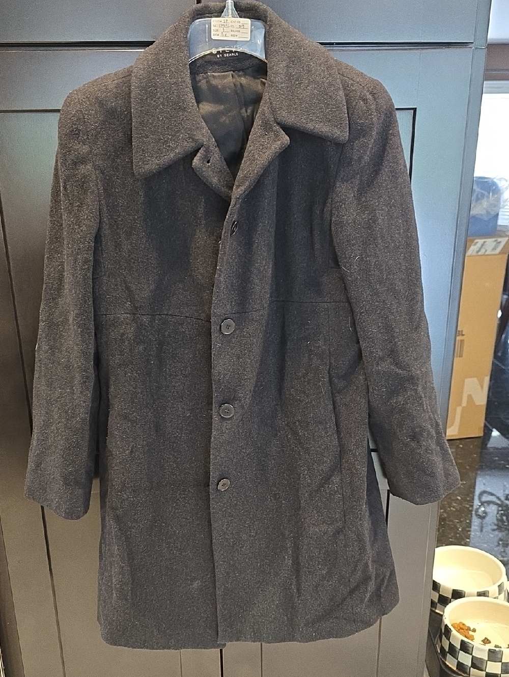 Men's Classic Wool-Blend Black Overcoat